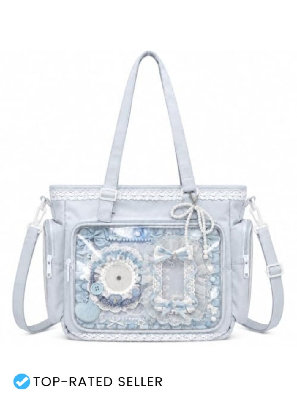 Ita Bag with PVC Display Window for Pins, Badges, Anime Pin Tote